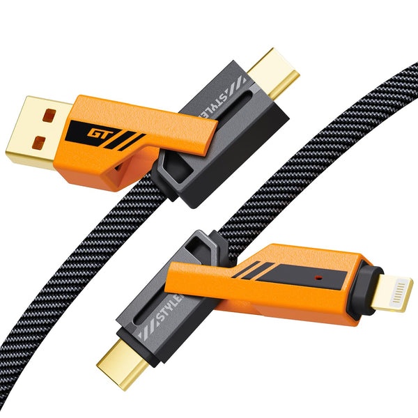 USB C to Lightning 60W Nylon Braided Cable,Orange,5ft